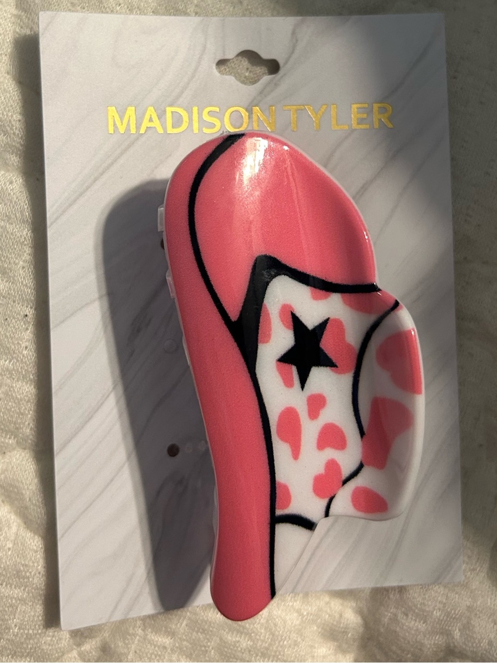 Madison Pink White Star & Heart Hair Clip